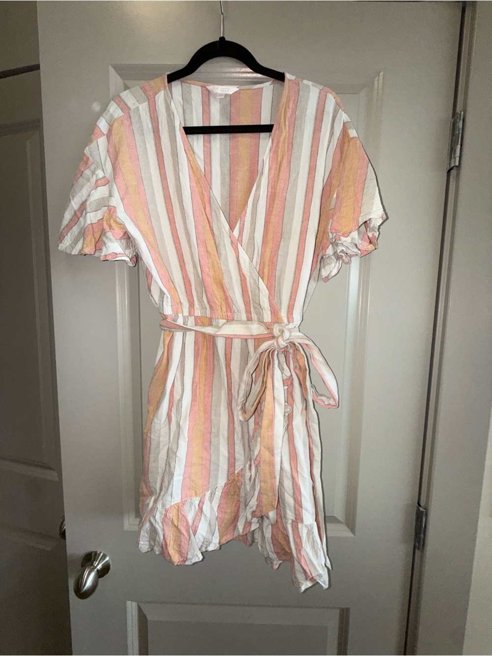 LC Lauren Conrad Striped Wrap Dress in Pink, Peach & White